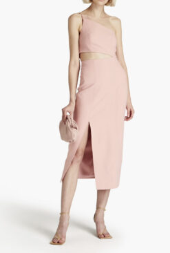 Cinq A Sept Laurile Peony Pink One Shoulder Cutout Midi Dress Size 0