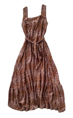 Natalie Martin Animal Print Square Neck Sleeveless Belted Maxi Dress Small