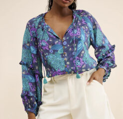 Spell & The Gypsy Collective Boheme V-Neck Long Sleeve Ruffle Top Blouse XS