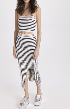 KULE NWT Dee Striped Midi Skirt & Jo Bandeau Crop Top Blouse Set Dress XS/S
