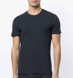 La Perla Men's Navy Silk Blend Fitted Short Sleeve Crew Neck T-Shirt Top Small