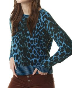 Lisa Todd Teal Spotted 100% Cashmere Knit Crew Neck Pullover Sweater Size XS