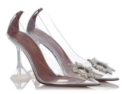 Amina Muaddi Begum Glass Slipper PVC Crystal Heels Pumps Size 40