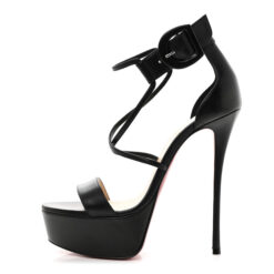 Christian Louboutin Choca 130 Black Leather Ankle Strap Platform Heels Sandals 41