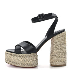 Christian Louboutin Mariza 130 Black Leather Ankle Strap Platform Heels Sandals 38
