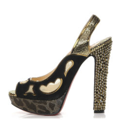 Christian Louboutin Miralep 140 Crystal Strass Peep Toe Platform Heels Pumps 39.5