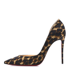 Christian Louboutin Iriza 100 Leopard Silk D'Orsay Heels Pumps Size 41
