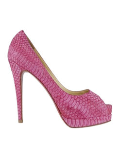 Christian Louboutin Altadama 140 Pink Watersnake Peep Toe Platform Heels Pumps 39.5