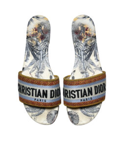 Christian Dior Dway Tropicalia Toile Floral Logo Slides Sandals Size 42