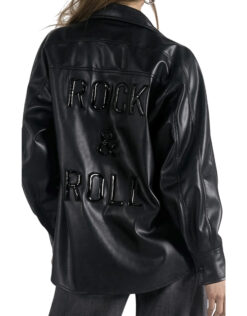 Elan NWT Rock & Roll Black Vegan Leather Oversized Shirt Jacket Small NEW