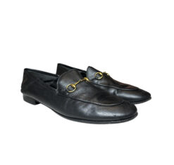 Gucci Brixton Jordaan Black Leather Horsebit Slip On Loafers Flats Size 41
