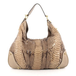 GUCCI Large Neutral Python Jockey Hobo Tote Shoulder Bag