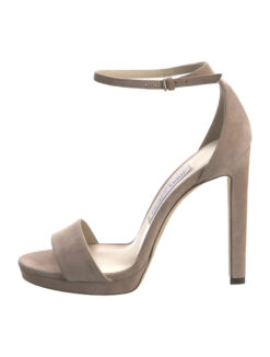 Jimmy Choo Misty 120 Beige Suede Ankle Strap Platform Heels Pumps Sandals 42