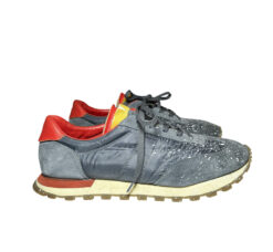 Maison Margiela Men's 22 Retro Runner Gray Paint Splatter Low Top Sneakers Size 46