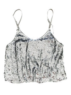 MLV x Revolve Silver Mirror Sequin Disc Sleeveless Camisole Tank Top Blouse Medium