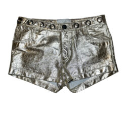 One Teaspoon Gold Metallic Leather Mid Rise Mini Shorts Size 27