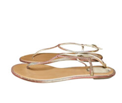 Rene Caovilla Diana Crystal Strass Embellished T-Strap Flat Sandals Size 42