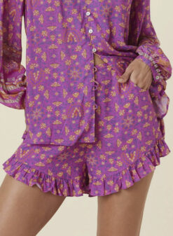 Spell & The Gypsy Collective Madame Peacock Floral Drawstring Mini Shorts XS