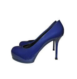 Saint Laurent YSL NEW Tribute Tribtoo 80 Blue Patent Platform Heels Pumps 39