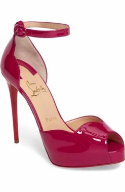 Christian Louboutin NIB Aketata 120 Pink Ankle Strap Peep Platform Heels Pumps 39.5