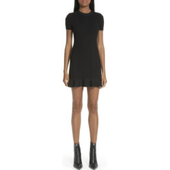 Alexander Wang Runway Black Ribbed High Neck Flare Hem Mini Dress Small