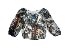 Alice + Olivia Alta Jungle Print Chiffon Off Shoulder Top Blouse Small