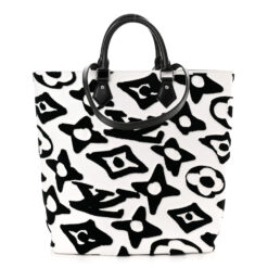 Louis Vuitton x Urs Fischer Monogram Tufted Cabas Shoulder Tote Bag Black White