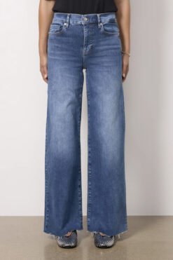 FRAME Le Slim Palazzo High Rise Wide Leg Raw Hem Jeans 25 Mermaid