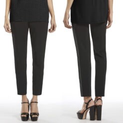 Gucci Black Stretch Wool Leather Side Panel Ankle Dress Pants Size 42 Italy