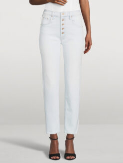 Mother Denim The Pixie Tomcat High Rise Straight Ankle Jeans 24 Pina Colada