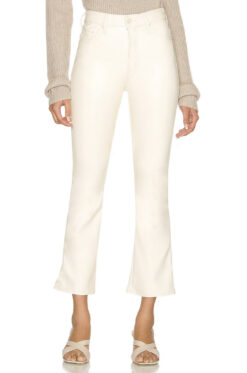 Mother NWT The Insider Ankle Egret Vegan Leather Jeans Pants 24 NEW TAGS
