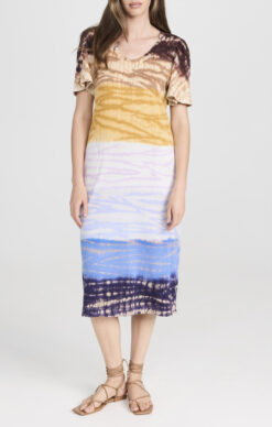 Raquel Allegra NWT New Flutter Tie Dye Short Sleeve Midi Dress Size 00 NEW