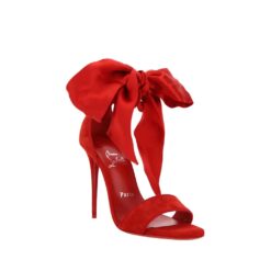 Christian Louboutin NIB Torrida 100 Red Suede Silk Bow Heels Sandals Pumps 39