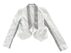 Rebecca Minkoff Becky White Silk Gray Shawl Collar Jacket Blazer Size 8