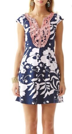 LILLY PULITZER Briella Blue & White Floral Print Dress Size XS