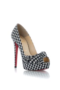 Christian Louboutin NIB Greissimo 140 Gingham Peep Toe Platform Heels Pumps 39.5