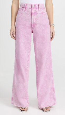 AMO NWT Women's Frida High Rise Peony Pink Denim Wide Leg Jeans 24