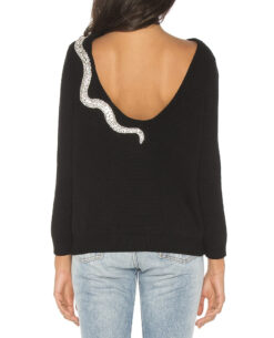 Ba&sh Opera Black Wool Cashmere Knit Crystal Embellished Pullover Sweater Size 0
