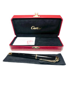 CARTIER NEW Roadster Black & Gold Rollerball Pen in Box w/ Papers