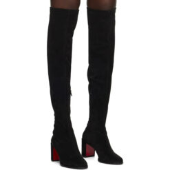 Christian Louboutin NIB Stretchadoxa Botta Alta 70 Black Suede Over Knee Tall Boots 39.5