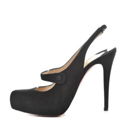 Christian Louboutin Rolande Boucle 120 Black Suede Slingback Heels Pumps 36