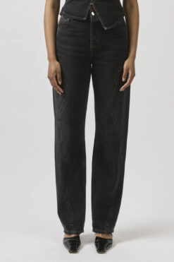 DALA NWT Twisted Alley High Rise Hurricane Black Denim Straight Leg Jeans 24