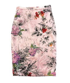 Dolce & Gabbana Pink Floral Print Stretch Silk Midi Skirt Size 38 Italy