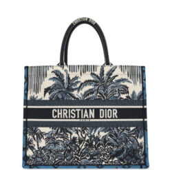 CHRISTIAN DIOR Dioriviera Canvas Embroidered Large Palms Toile De Jouy Book Tote