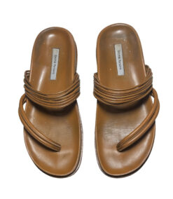 Emme Parsons Roma Tobacco Leather Thong Flat Slides Sandals Size 40