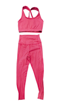 Electric & Rose Hot Pink Bra Crop Top & High Rise Leggings Pants Set XS/S