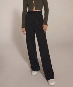 Favorite Daughter The Favorite Pant Black Pleated High Rise Wide Leg Pants Size 2