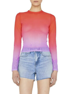 FRAME NWT Gradient Mesh Long Sleeve Shirt Top Blouse XS NEW
