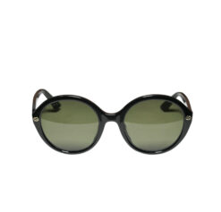 Gucci GG GG0023S 001 Black Frame Green Lens Oversized Round Sunglasses