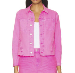 L'Agence NWT Janelle Cropped Jean Jacket Women's Pink Denim Button Up XS NEW